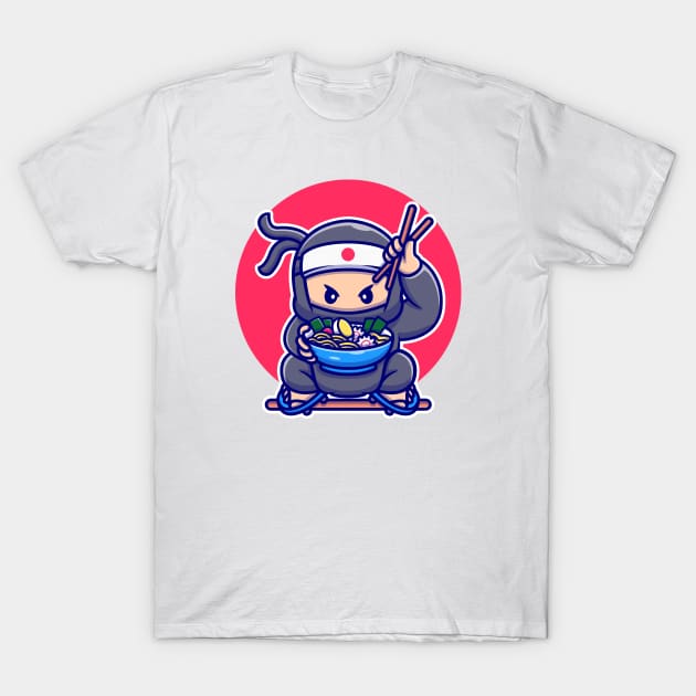 Cute Ninja Eating Ramen T-Shirt by Catalyst Labs